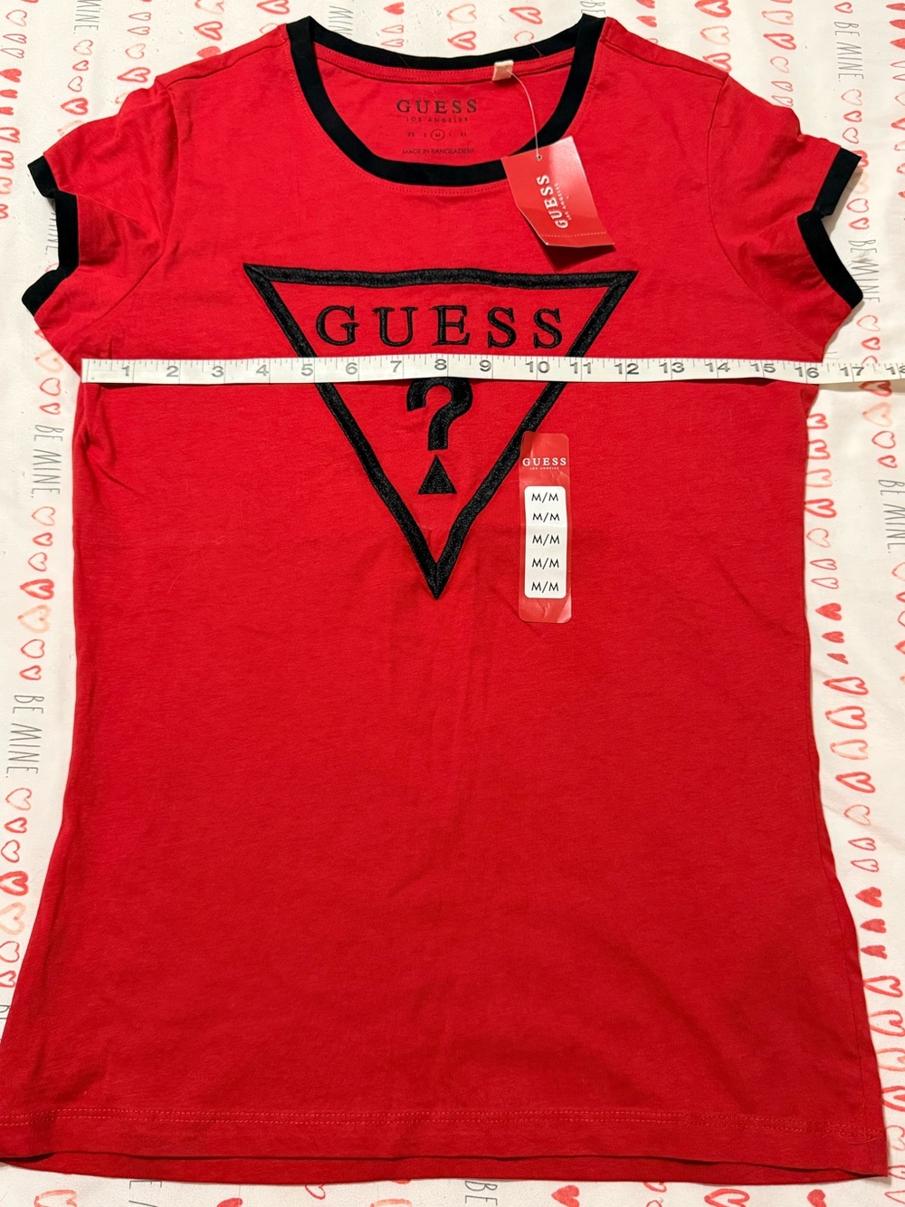 Guess Red Tee with Black Logo Triangle